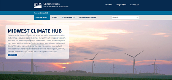 USDA Climate Hub new website screen shot