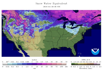 map of Snow Water Equivalent