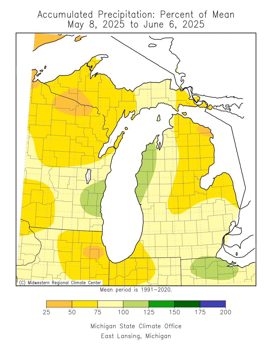 30 Day Precipitation Percent of Mean