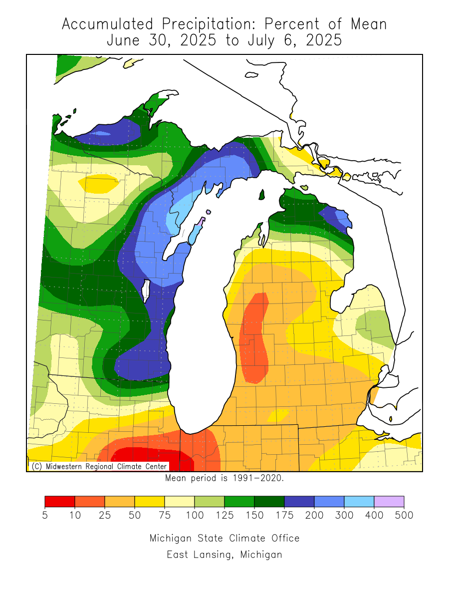 7 Day Precipitation Percent of Mean