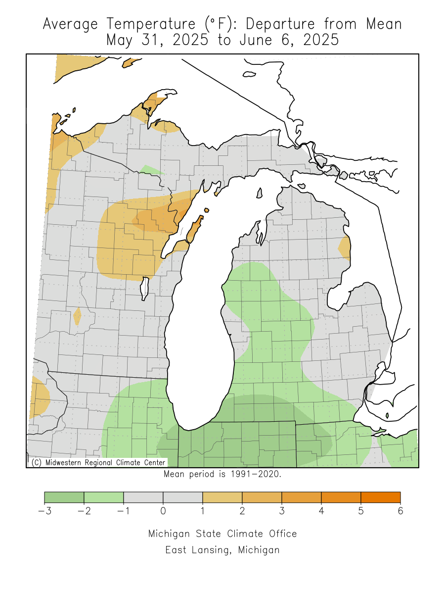 7 Day Temperature Departure from Mean