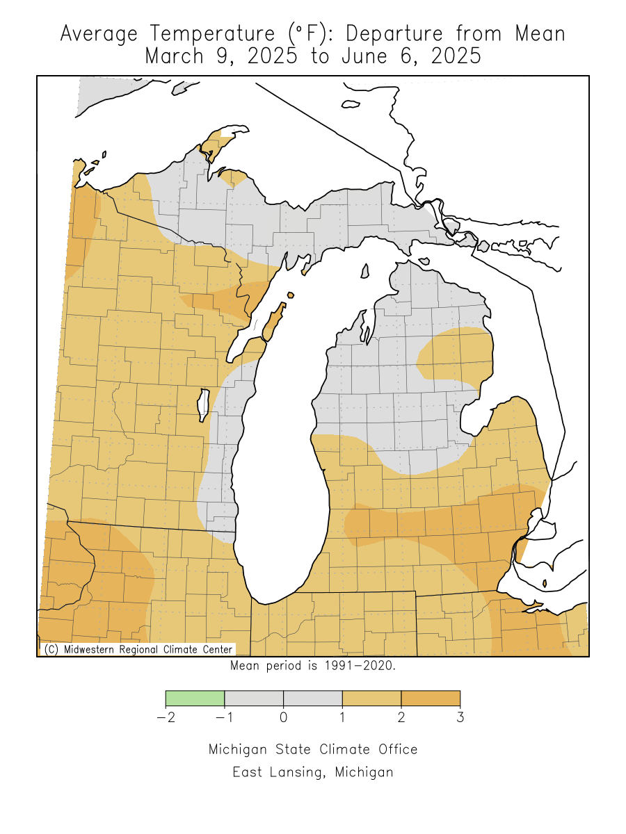 90 Day Temperature Departure from Mean