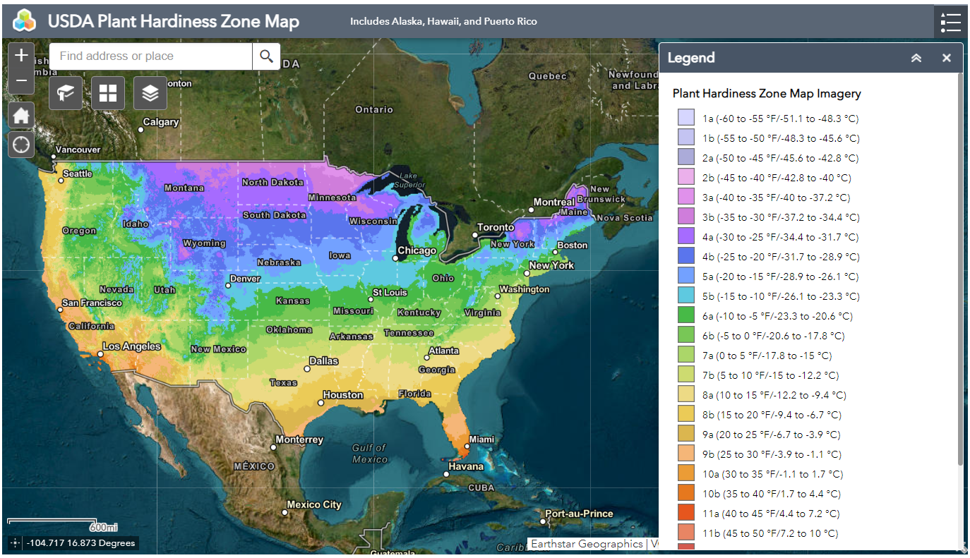 USDA Plant Hardiness Zones