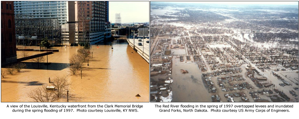 Kentucky and North Dakota flooding in Spring of 1997