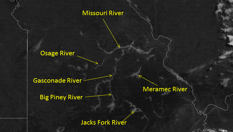 Example of valley fog detected by early morning visible satellite prictures