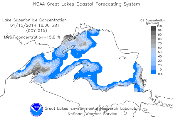 Ice Concentration forecast graphic from GLERL