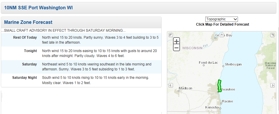 Marine Zone Forecast for Port Washington, WI