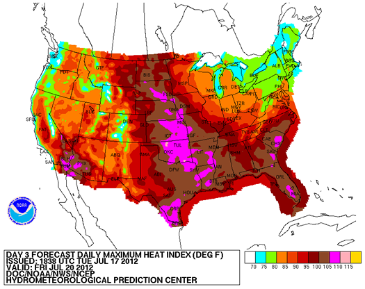 Heat Index Forecast Map