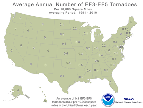 Average Annual Number of EF3-EF5 Tornadoes