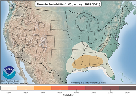 Tornado Probabilities: January 1