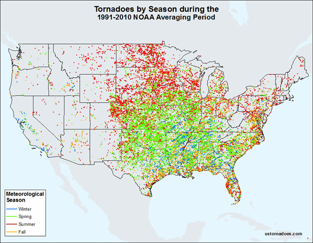Tornadoes by season