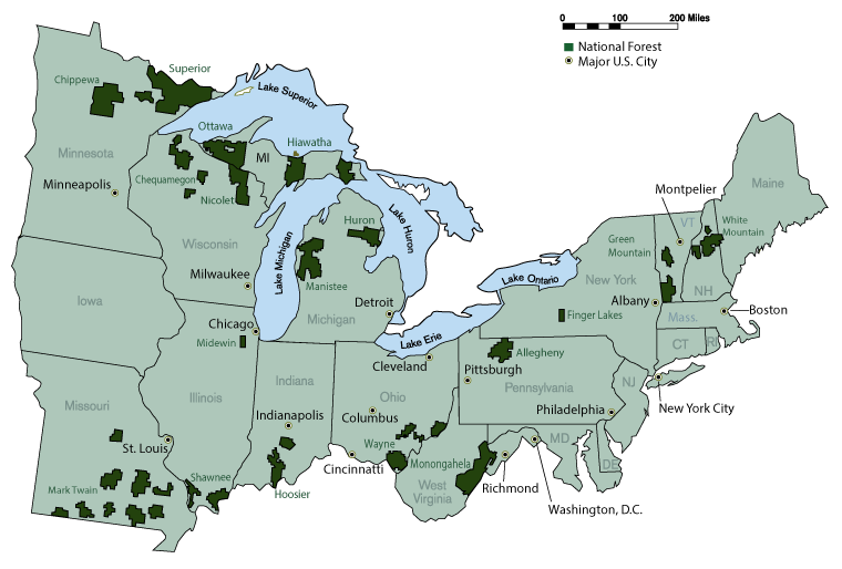 US Forest Service Eastern Region map