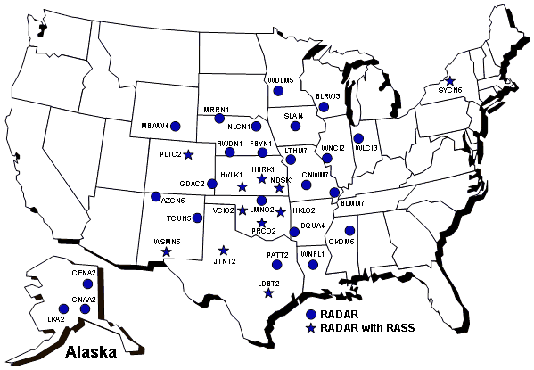 Profiler Network Site Locations in U.S.