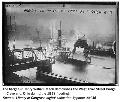 West Third Street bridge damaged in 1913 flood, Cleveland OH