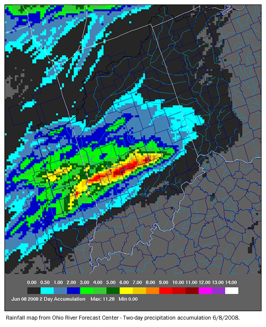 Two-Day Accumulated Precipitation 6/8/2008