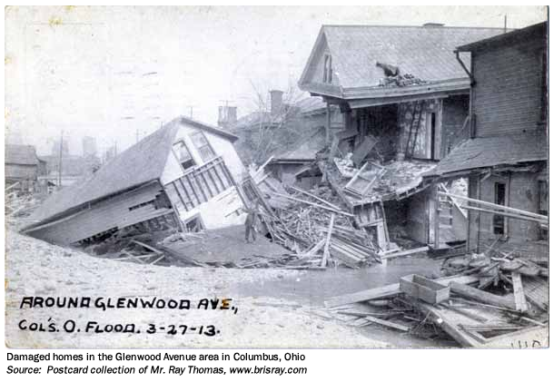 Destroyed homes in the Glenwood Avenue area of  Columbus, OH