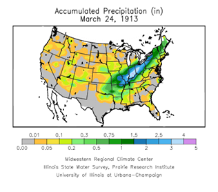Accumulated Precip in the US - March 24, 1913