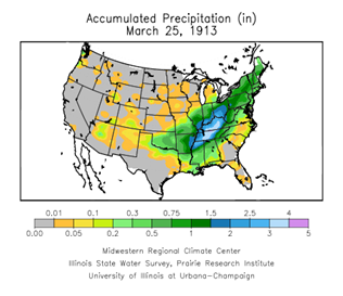 Accumulated Precip in the US - March 25, 1913