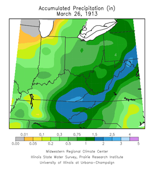 Accumulated Precip in the Midwest - March 26, 1913