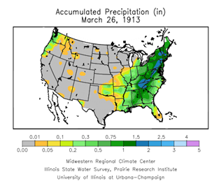 Accumulated Precip in the US - March 26, 1913