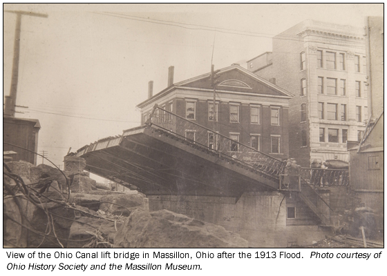 Lift bridge over the canal destroyed in Massillon, OH
