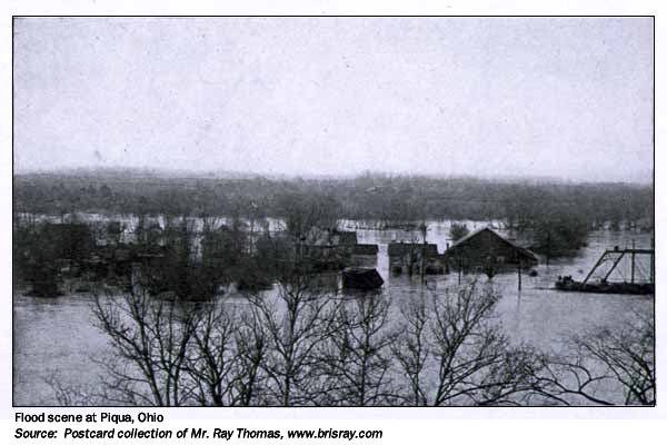 Piqua, Ohio flood scene