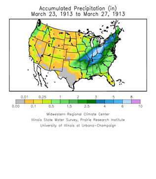 Accumulated Precip in the US - March 23-27, 1913