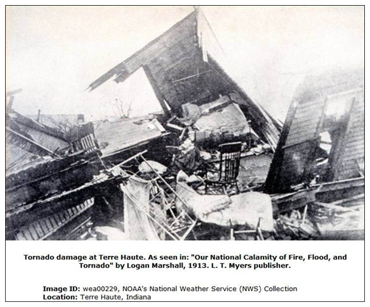 Tornado damage at Terre Haute, IN in March 1913