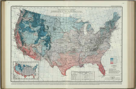 Average Dates of First Killing Frost in Fall, 1916